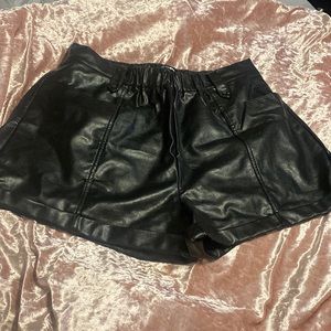Fashion nova black faux leather shorts